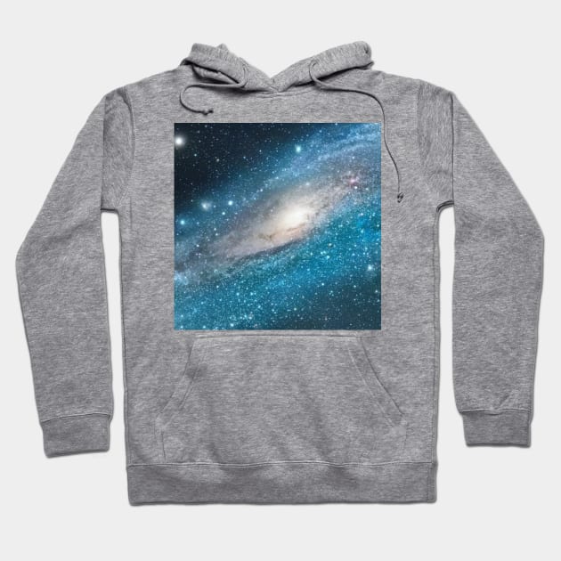 Teal Blue Galaxy Hoodie by Siha Arts